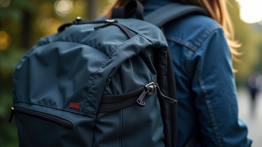 Durable backpack detail showing stitching and materials