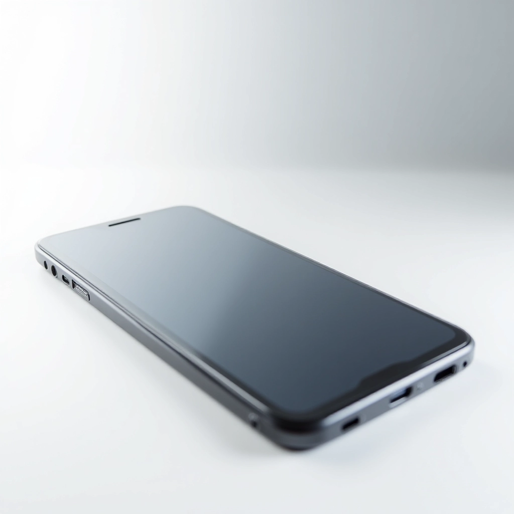 Smartphone with installed tempered glass screen protector undergoing drop test, showing impact resistance on hard surface